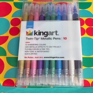 kingart Twin-Tip Metallic Pens - 10 Shimmering Colors